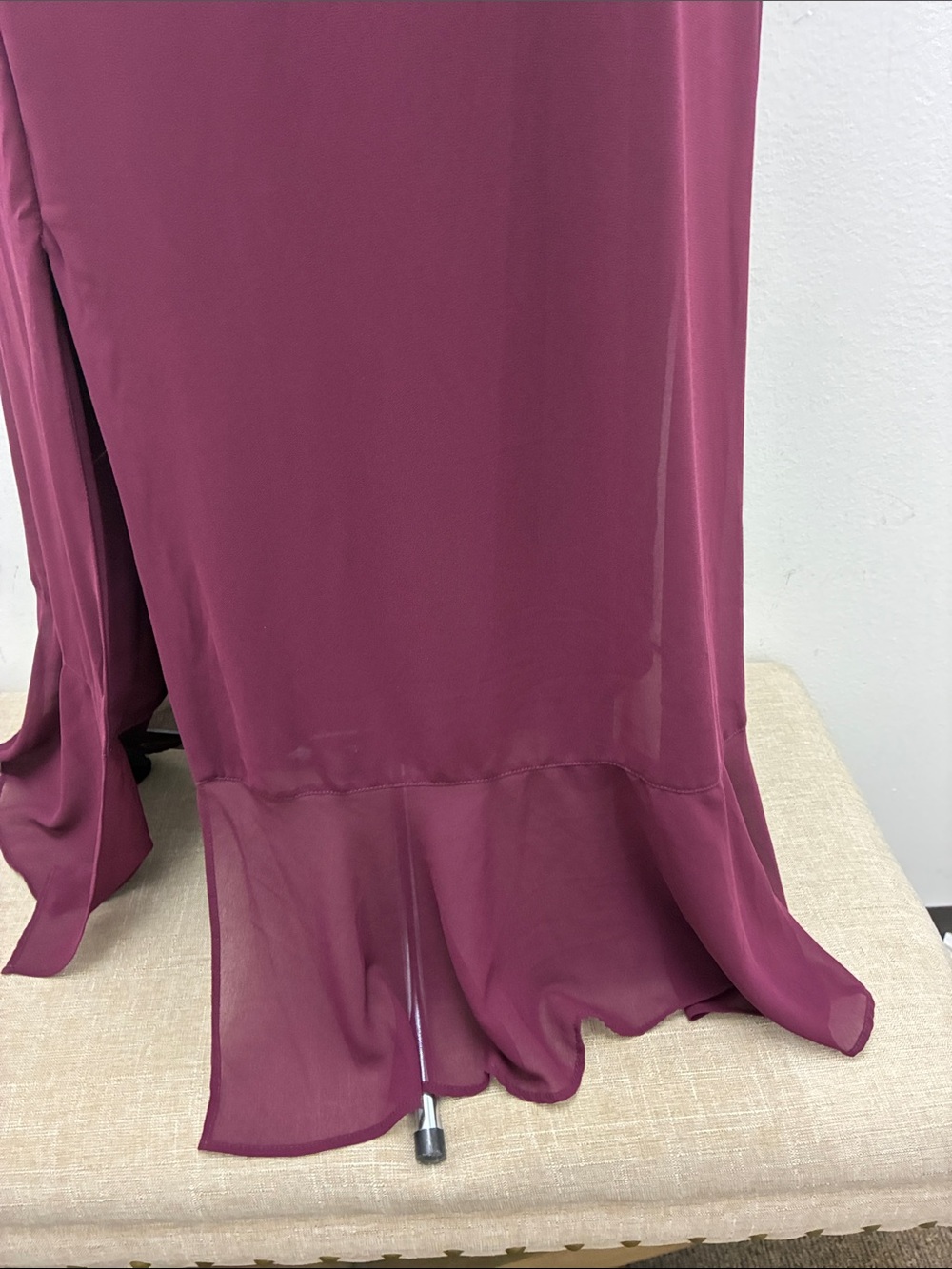 Women's Burgundy Tie-Shoulder Square-Neck Maxi Bridesmaid Dress - Picture 5 of 14